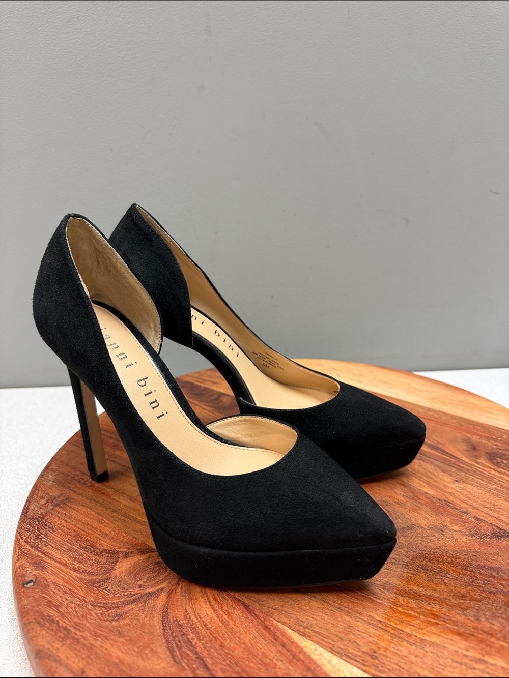 Gianni Bini Cassia Black Suede D’Orsay Platform Heels Size 6M‎
